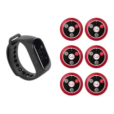 Retekess TD112 Receptor de reloj de pulsera con T117 Botones de llamada de 4 teclas Sistema inalámbrico de llamada de camarero de restaurante